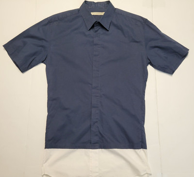 SHADES OF GREY Micah Cohen Button Front Shirt Men's XL X-LARGE Blue Color Block