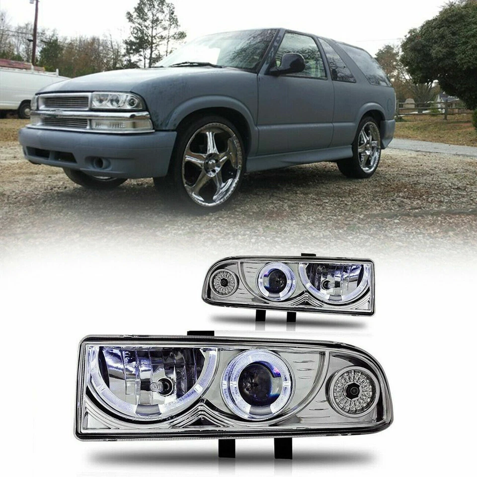 For 1998-2004 Chevy S10 Pickup Truck/Chevy Blazer Chrome Headlights Projector - Imagem 2 de 4