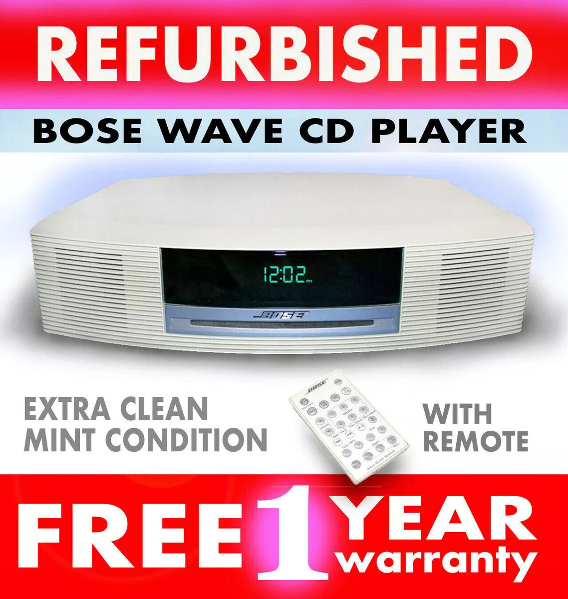 Refurbished Bose Wave Music System AM/FM Radio CD Player Platinum White  AWRCC2