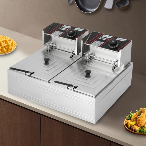 12L Gastro Friteuse Edelstahl Elektro Fritöse Doppel Fritoese mit Frittier 5000W - Bild 5 von 24