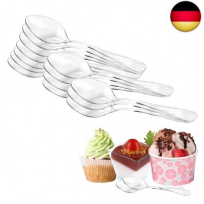 100 Stück Plastiklöffel, Mini Clear Plastic Spoons(3.74 Zoll /9.5cm) S