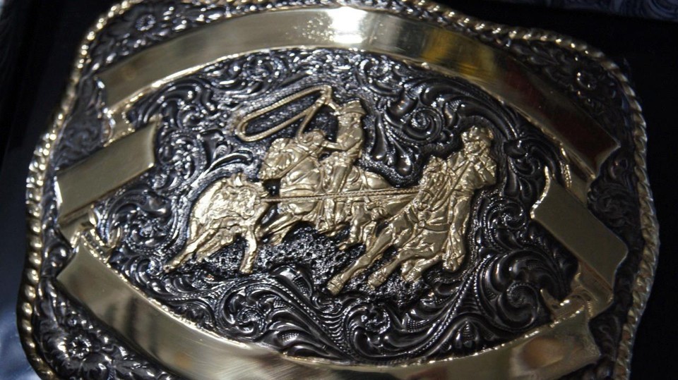 Crumrine TEAM ROPING Silver Belt Buckle M & F Western c04611 | eBay