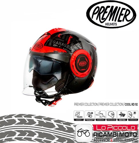 CASCO PREMIER JET COOL RD92 DOPPIA VISIERA TG XL ROSSO NERO | eBay