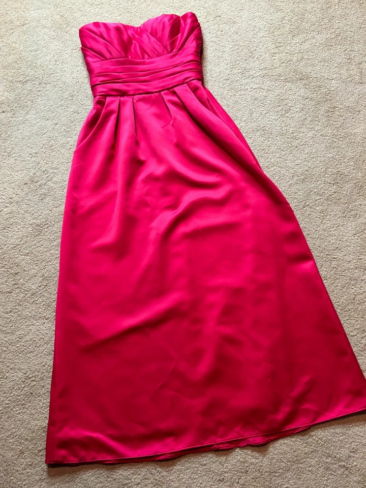 Vestido de fiesta sin tirantes rojo línea A cintura imperio novia maxi formal graduación 6 Foto 2 de 4