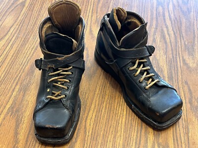 Bottes De Ski Vintage Sandler Of Boston, Cuir Marron, Pointure 9W / 7M, Années 1930