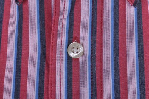 Camisa Oxford De Botón Vtg RALPH LAUREN CHAPS M 15.5 Rayas Rojas Pliegue Preppy - Imagen 7 de 9
