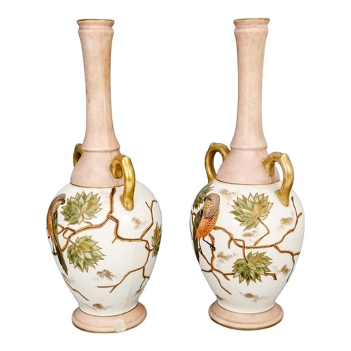 Antique 1880's German Franz Anton Mehlem, Royal Bonn blush Aesthetic vase pair - Picture 4 of 18