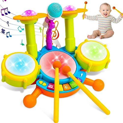 Kids Drum Set for Toddlers 1-3 Musical Baby Toys for 1 Year Old Boy Gifts - Picture 2 of 7