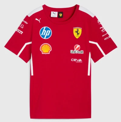 2025 F1 T-Shirt Red Scuderia Ferrari Official Team Shirt