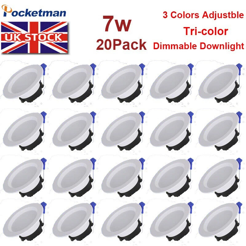 20Pcs Panel Light 7W LED Downlight Dimmable Recessed Ceiling Light 85 265V