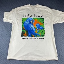 Vintage Lifeline Shirt Mens Extra Large Hyacinth Blue Macaw Single Stitch 1992