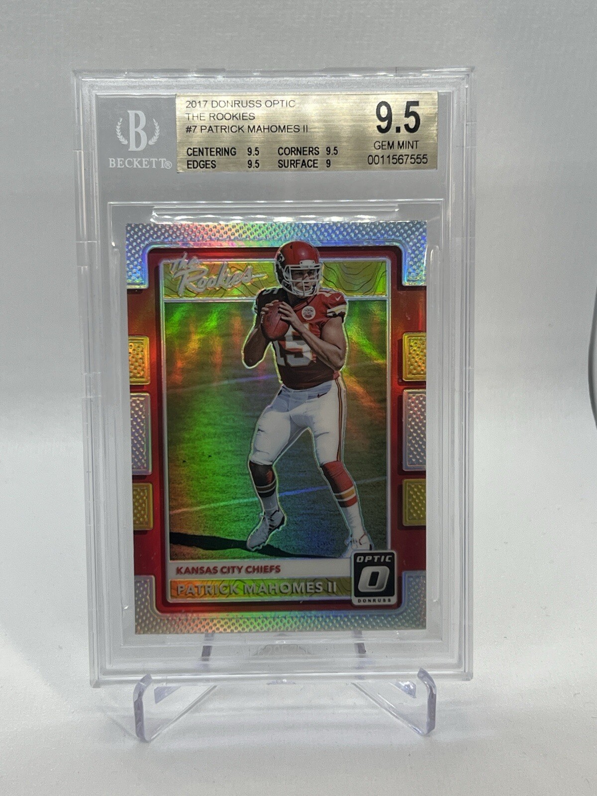 2017 Donruss Optic Patrick Mahomes II The Rookies BGS 9.5