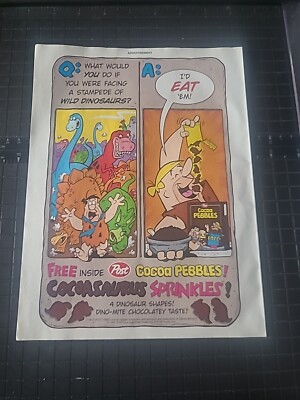 Flintstones Cocoa Pebbles Print Ad Vintage 1997 8x11 Great To Frame 