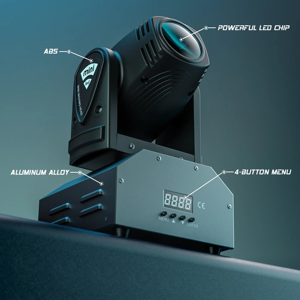 Spot Moving Head Stage Lighting LED DMX Beam Spotlight RGBW Disco KTV Xmas Light - Image 2 of 4