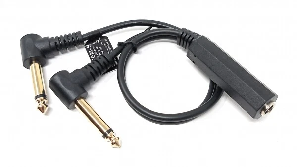 Audio Y Kabel 22 cm 6,35 mm Stereo 2x Klinke Stecker zu Buchse Adapter Schwarz	 - Bild 2 von 3