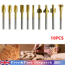 10x for Dremel Rotary Tool Sets 1/8" 3mm Mini Shank HSS Titanium Router Bits UK