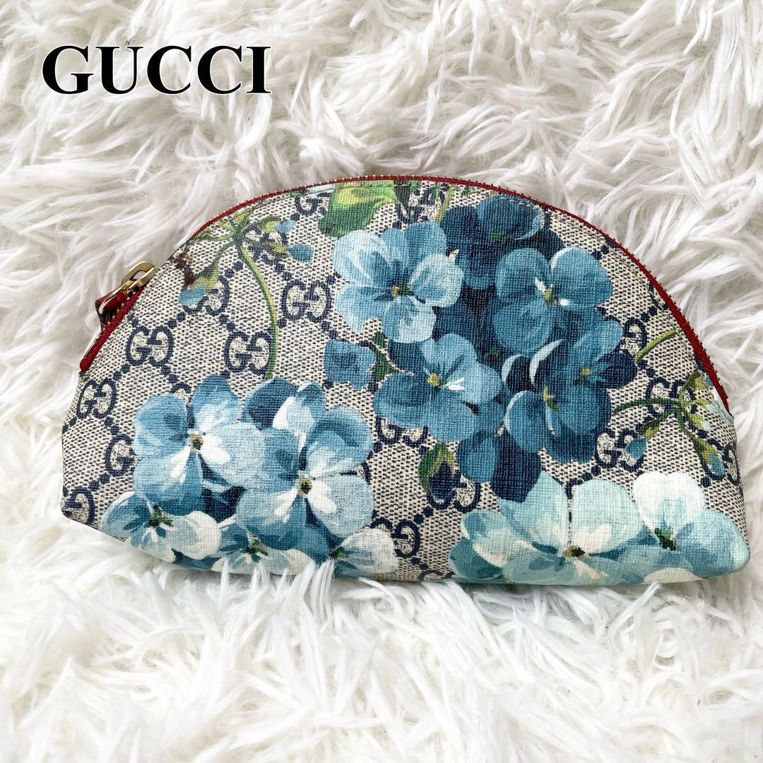 GUCCI GG Blooms Supreme Cosmetics Pouch 431380 Flower Pattern No Box Used
