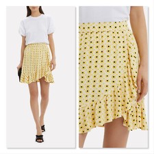 GANNI Womens Size EUR 36 or 8 / US 4 Maize Crepe Floral Print Skirt