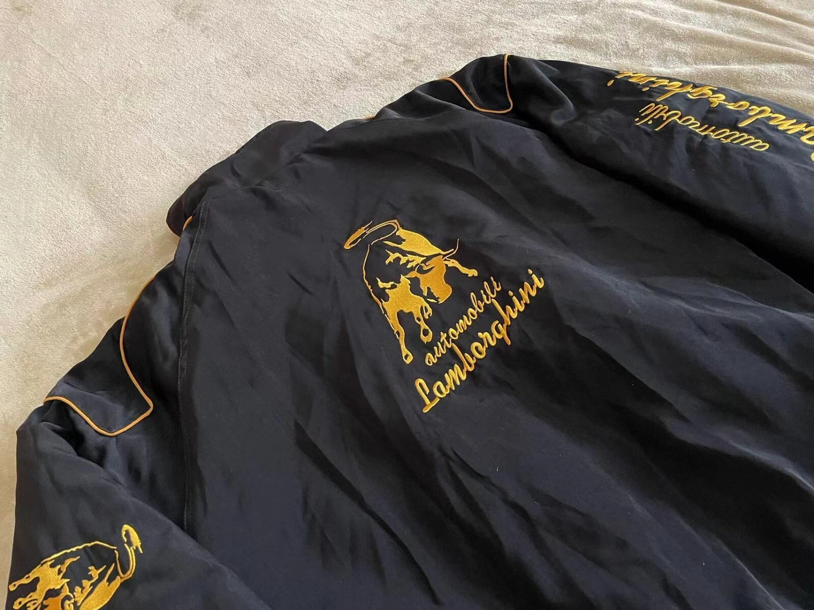 Adult F1 Vintage Racing Jacket Black Ebroidered Lamborghini Jacket Adult F1 Vintage Racing Jacket Black Ebroidered Lamborghini Jacket