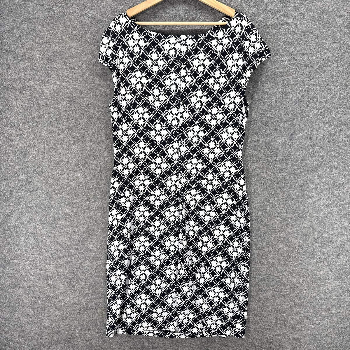 その他 Low and business in Japan Liz Claiborne Dress Women XL Black Plaid Sheath Midi Lined Short