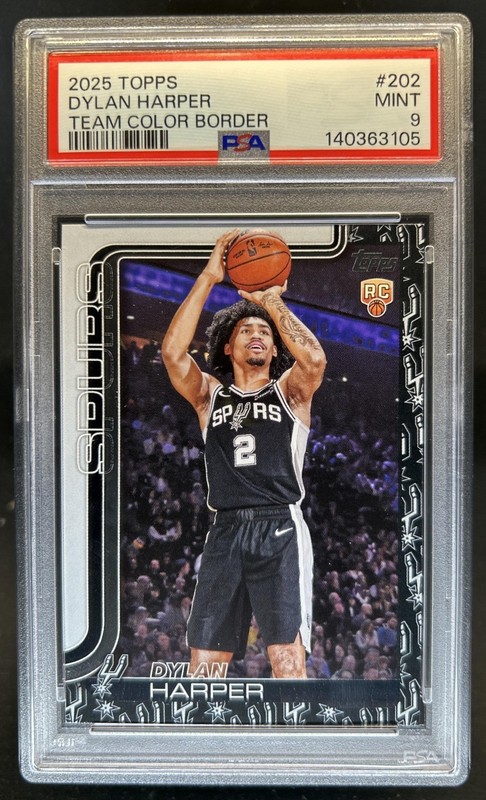 2025-26 Topps Dylan Harper Team Color Border Variation RC #202 Spurs PSA 9
