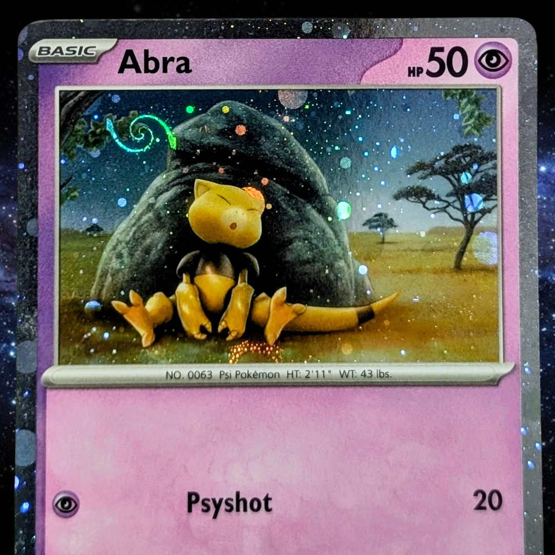 Abra 063/165 Cosmos Holo w/ HD SWIRL🌀TRIPLE Pokemon Card (Scarlet & Violet 151)
