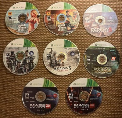 CLASSIC XBOX 360 BUNDLE (GTA V, AC III, Farcry 3, Bioshock, Mass Effect 3)