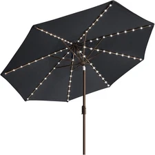 USA 10-Year-Non-Fading Solar 9ft Market Umbrella with 80 LED Lights Patio