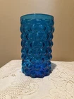 blenko blue bubble glass vase vintage