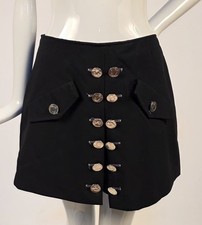 VINTAGE 1990  S MINI SKIRT SHORTS W QUARTER DETAILED SILVER TONE BUTTONS CLUBWEAR