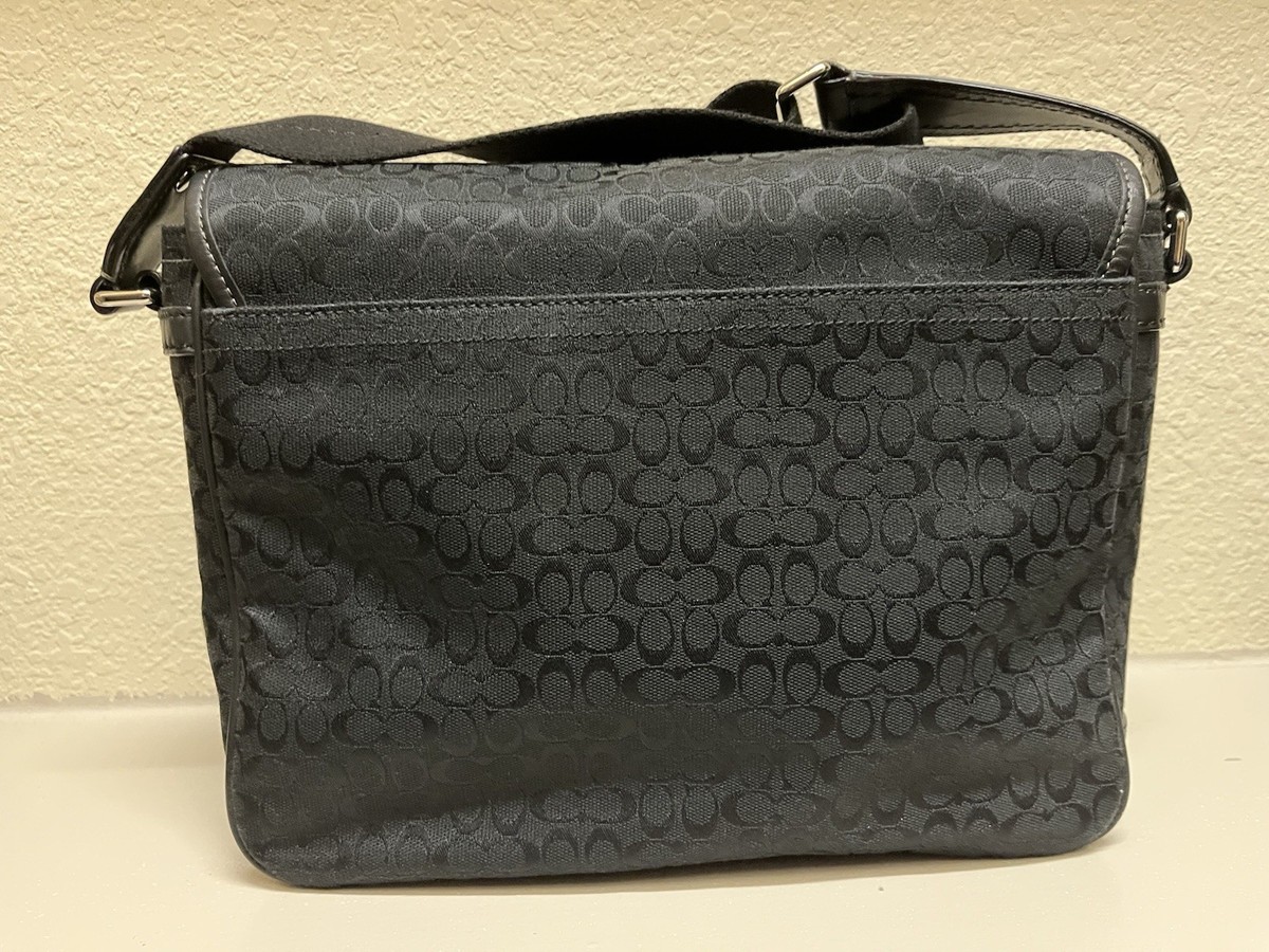 Coach Black Signature Jacquard Crossbody Buckle Front Messenger