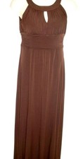 Signature by Sangria Size 14 Large Brown Prom Party Dress Long Pin Tucks Keyhole