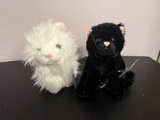 Webkinz White PERSIAN CAT HM110 BLACK CAT HM135 both with New Sealed Tags