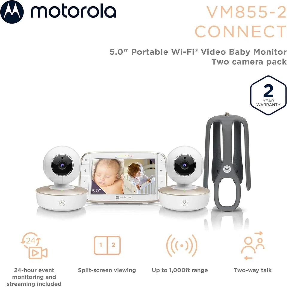 Motorola VM855-2 CONNECT Baby Monitor 2 Way Audio - 2 Camera Set Refurbished - Image 2 of 4