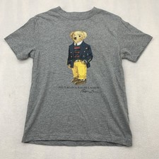 Polo Ralph Lauren Shirt Youth Small 7 Grey Polo Bear Graphic Tee Kids