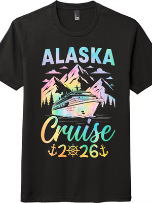 Alaska Cruise 2026 Graphic Tee | Rainbow Mountain & Ship Design, Unisex