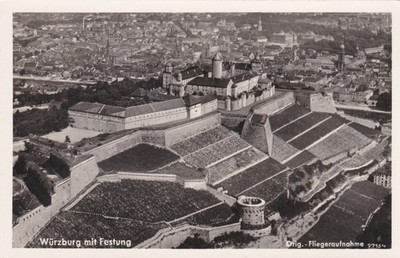 Postcard German Empire Würzburg with fortress original Aerial photo cityscape L. Kressn