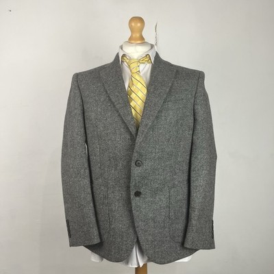 Marks & Spencer Moon Tweed Blazer Jacket Men's 42S Light Grey Fleck Country