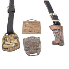 Lot 4 Vintage Caterpillar CAT Brass Advertising Watch Tags FOB  Dealer Promo