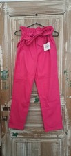 Fuchsia Pink High Waist Slim Fit Trousers 7/8 S M BNWT Cigarette Style Lumina