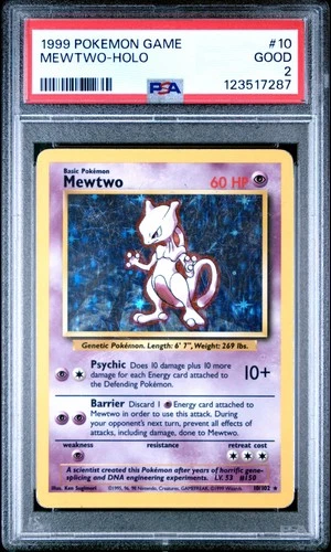 1999 POKEMON GAME #10 MEWTWO-HOLO PSA 2