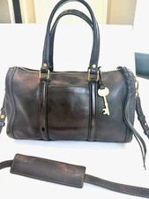 Fossil Brown Leather Purse Bag Key Kendall Crossbody Satchel Boho Chic