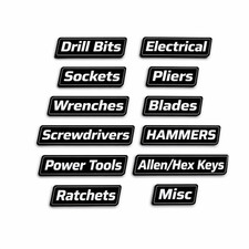 Magnetic Toolbox Labels 12pc Heavy Duty Reusable Drawer Labels Garage Tool Box