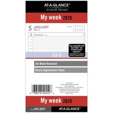 AT-A-GLANCE 2026 Planner Refill, Weekly, 3-3/4" x 6-3/4", Portable Size 3 Loo...