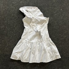 ASTR The Label Dress Womens Small White One Shoulder Ruffle Cotton Mini Party