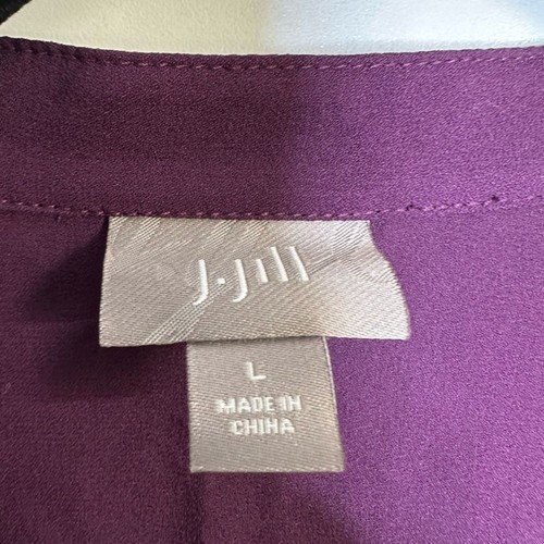 J.Jill 100% Silk Purple Buttoned Tunic Blouse Size Large quiet luxury casual - Picture 4 of 5