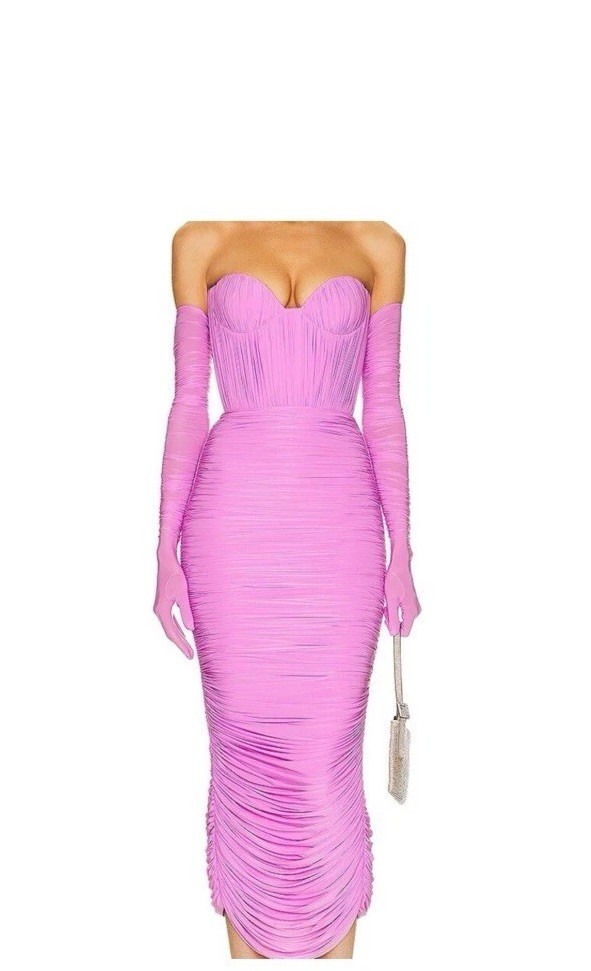 Alex Perry Ruched Cup Dress With Gloves Size 0
