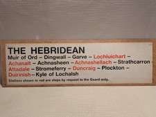 Single Sided BR Carriage Window Destination label for The Hebridean Train