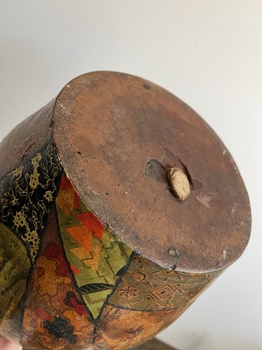 Antiker Rotguss Volkskunst Decoupage verzierter Topf Hohlraum um 1845 - Bild 18 von 24