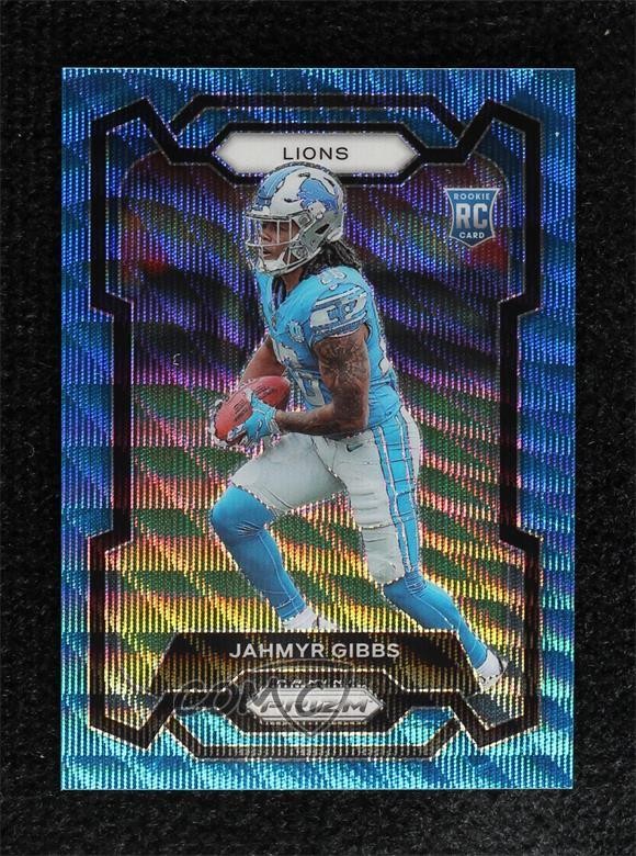 2023 Panini Prizm Rookies Blue Wave Prizm 72/199 Jahmyr Gibbs #331 Rookie RC